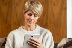 femme regardant tablette